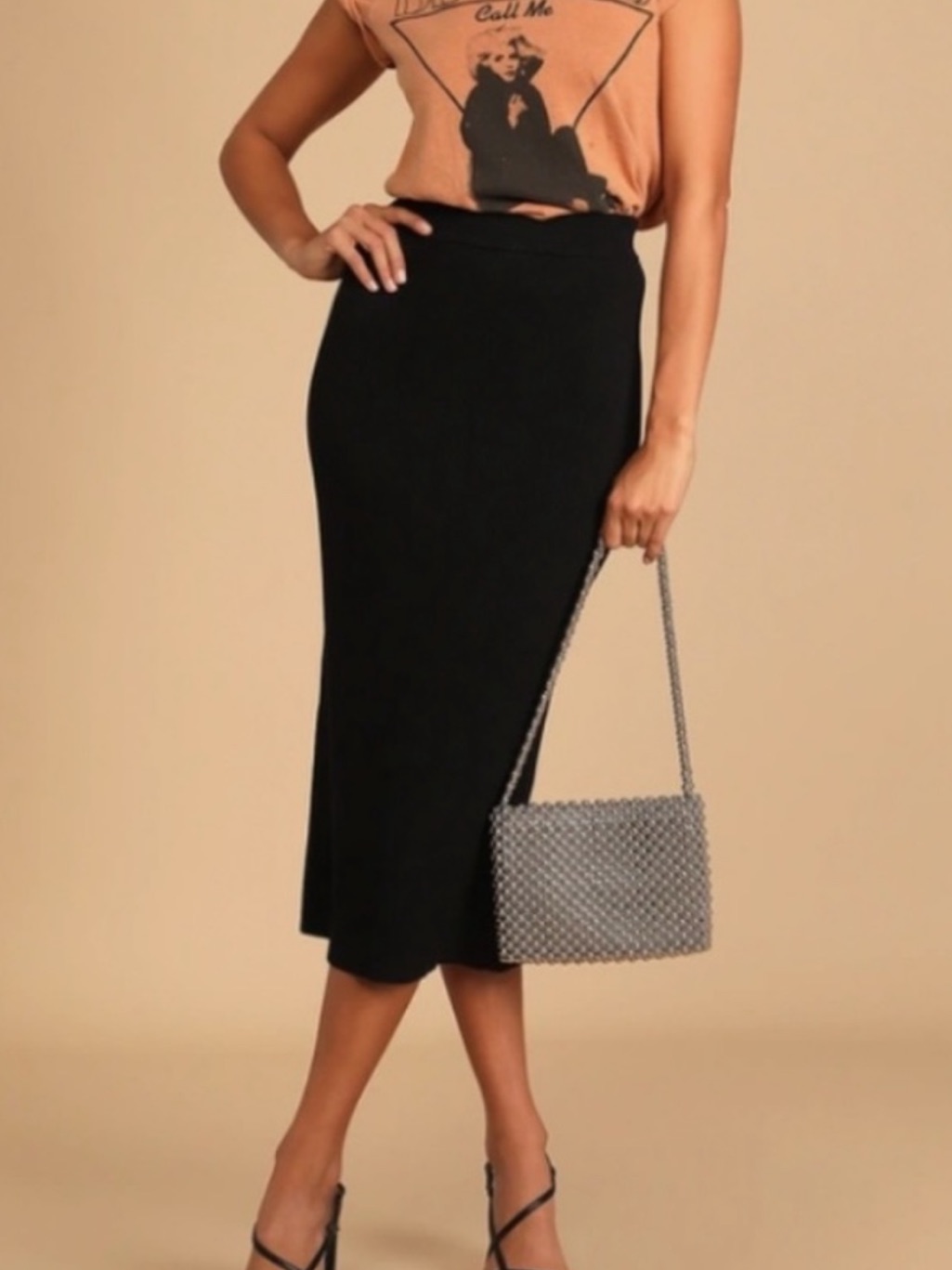 7 For All Mankind Stretch Woven Midi Skirt